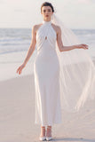 Mermaid Halter White Maxi Engagement Dress
