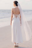 Mermaid Halter White Maxi Engagement Dress