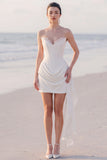 Corset Strapless Bodycon Ruched White Mini Engagement Dress