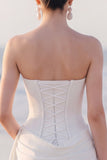 Corset Strapless Bodycon Ruched White Mini Engagement Dress