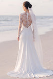 Mermaid Lace White Maxi Beach Wedding Dress With Long Sleeves