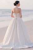 Corset A Line Strapless White Maxi Wedding Dress