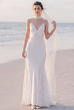 Mermaid V-Neck Lace White Maxi Beach Wedding Dress