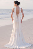 Strapless Mermaid White Maxi Wedding Dress With Pearls