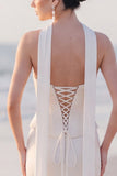 Strapless Mermaid White Maxi Wedding Dress With Pearls