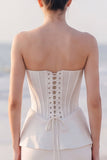 Corset Mermaid Strapless Satin White Maxi Wedding Dress