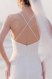 Halter White Sheath Maxi Wedding Dress With 3D Flower