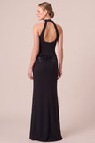 Halter Mermaid Sparkly Maxi Black Tie Dress