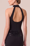 Halter Mermaid Sparkly Maxi Black Tie Dress