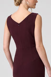 Burgundy Cowl Neck Ruched Sheath Long Formal Dress