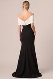 Black And White Off The Shoulder Mermaid Long Formal Dress