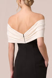 Black And White Off The Shoulder Mermaid Long Formal Dress