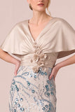 V-Neck Sequins 3D Flowers Champagne Mermaid Mother Of The Bride Dress