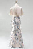 V-Neck Sequins 3D Flowers Champagne Mermaid Mother Of The Bride Dress