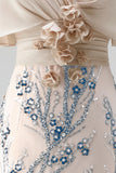 V-Neck Sequins 3D Flowers Champagne Mermaid Mother Of The Bride Dress