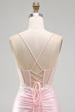 Pink Bodycon Corset Sequin Mini Homecoming Dress