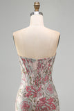 Strapless Pink Bodycon Corset Sequin Mini Homecoming Dress