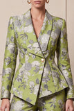 2 Piece Floral Light Green Single Breasted Women's Prom Suits