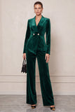 2-piece Double Breasted Dark Green Velvet Women Suits