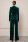 2-piece Double Breasted Dark Green Velvet Women Suits