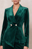 2-piece Double Breasted Dark Green Velvet Women Suits