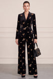 2-piece Velvet Shawl Lapel Black Sequins Women Suits