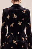 2-piece Velvet Shawl Lapel Black Sequins Women Suits
