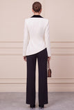 Black and White ColorBlock 2-piece Shawl Lapel Women Suits