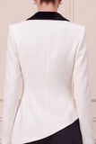 Black and White ColorBlock 2-piece Shawl Lapel Women Suits