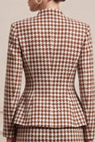Sheath Long Sleeve 2-piece Brwon Tweed Midi Work Dress