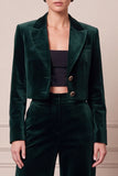 2 Piece Peak Lapel Navy Single Breasted Velvet Women Suits