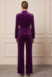 Purple 2 Piece Single Breasted Velvet Women Suits