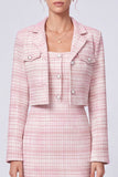 Notch Lapel Pink Single Breasted 2 Piece Sheath Midi Work Dress