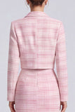 Notch Lapel Pink Single Breasted 2 Piece Sheath Midi Work Dress