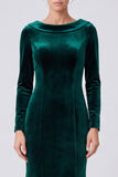 Mermaid Dark Green Maxi Velvet Dress With Long Sleeves