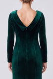 Mermaid Dark Green Maxi Velvet Dress With Long Sleeves