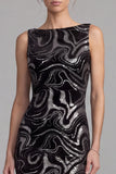 Mermaid Sparkly Boat Neck Maxi Black Tie Dress