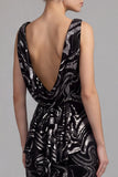 Mermaid Sparkly Boat Neck Maxi Black Tie Dress