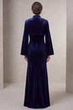 Mermaid Long Sleeve Navy Beaded Mother Of The Bride Dress