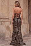 Halter Sequins Black Mermaid Maxi Prom Dress