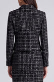 Black 2-piece Tweed Long Sleeve Midi Work Dress