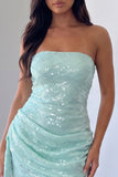 Strapless Mint Sequins Bodycon Mini Homecoming Dress