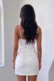 White Pearls Sweetheart Bodycon Mini Homecoming Dress