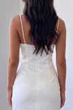 White Pearls Sweetheart Bodycon Mini Homecoming Dress