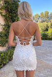 Sequins V-Neck Bodycon White Mini Homecoming Dress