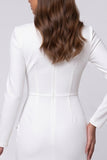Black Sheath Ruched Midi Work Dress With Long Sleeves