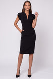 Sheath V-Neck Purple Midi Work Dress With Slit