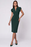 Sheath V-Neck Purple Midi Work Dress With Slit