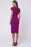 Sheath V-Neck Purple Midi Work Dress With Slit