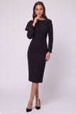 Black Sheath Long Sleeve Midi Work Dress
